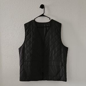 SHEIN Men's Sleeveless Vest Diamond Quilted Lightweight Zip Up Black XL